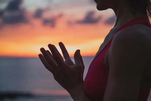 Manos en gesto de gratitud al amanecer, símbolo de semillas para un nuevo tiempo y del poder de confiar en la vida que florece en silencio.
